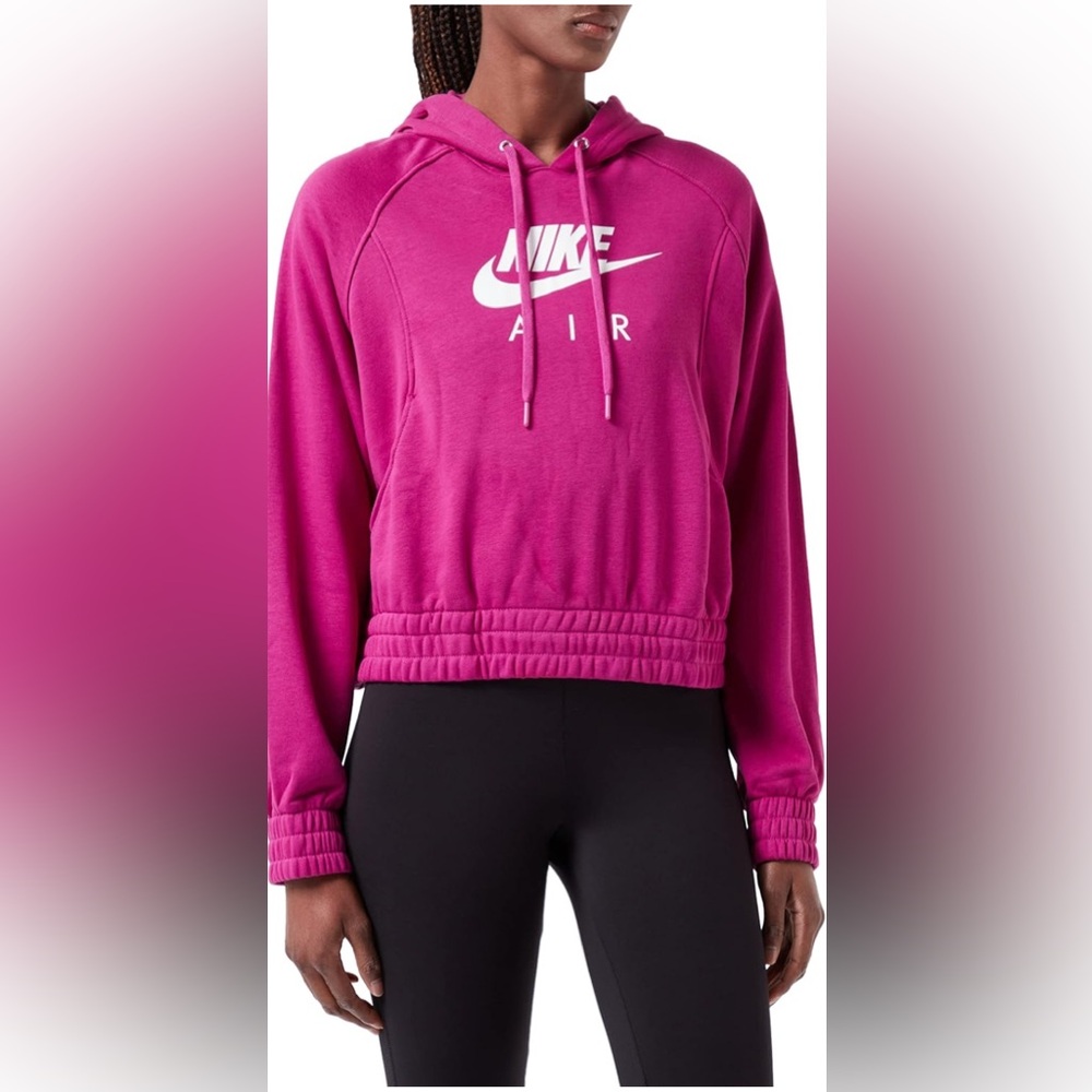 Nike Air Sportswear Purple Pink Fuchsia Cropped Hoodie Sweater Women's XS